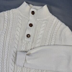 Gap‎ Kids Boy Or Girl's Ivory Cable Knit Cotton Cardigan Sweater, Sz. 14-16